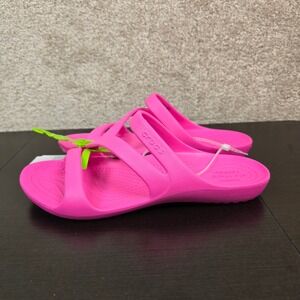 WOMEN'S CROCS Hot Pink STRAPPY KADEE‎ II BEACH/POOL WATER SANDALS SIZE 7 NWT